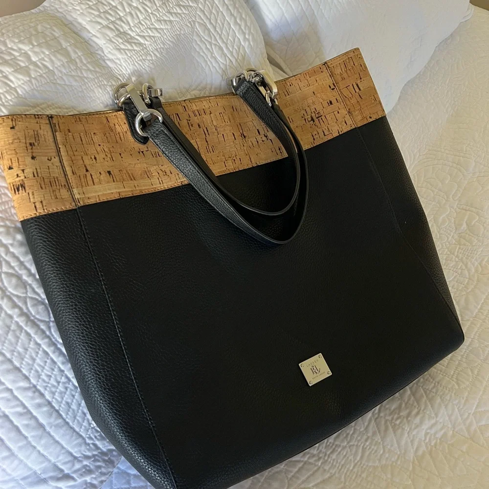 Lauren Ralph Lauren Black Work Tote Purse - Picture 3 of 7